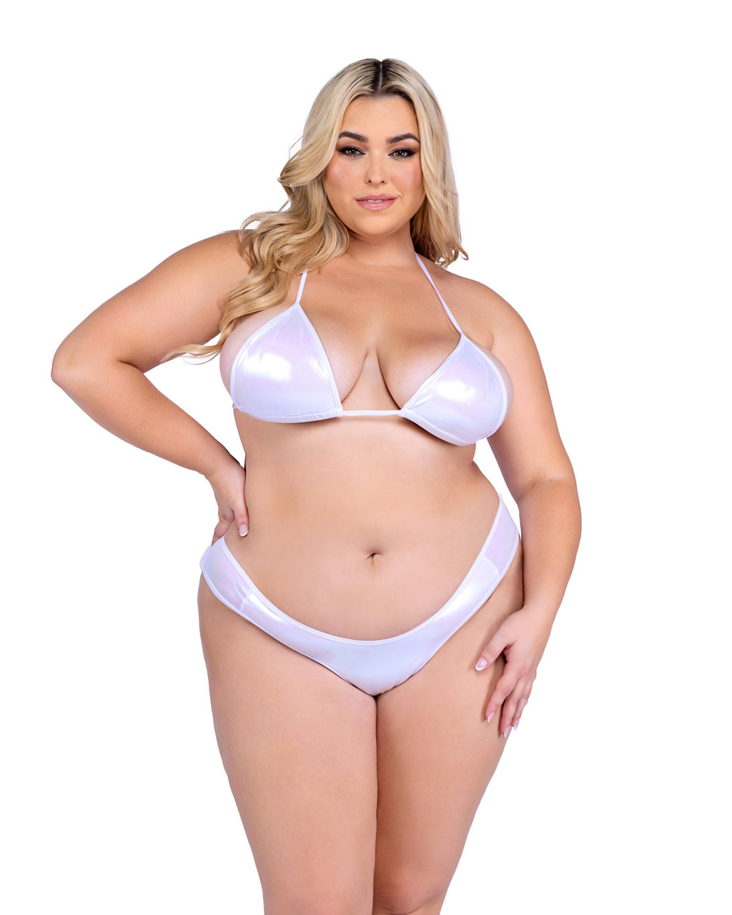 6453 - Metallic Iridescent Thong Back Shorts