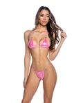 6648 - 2PC Metallic Iridescent Bikini Set with Ring Detail