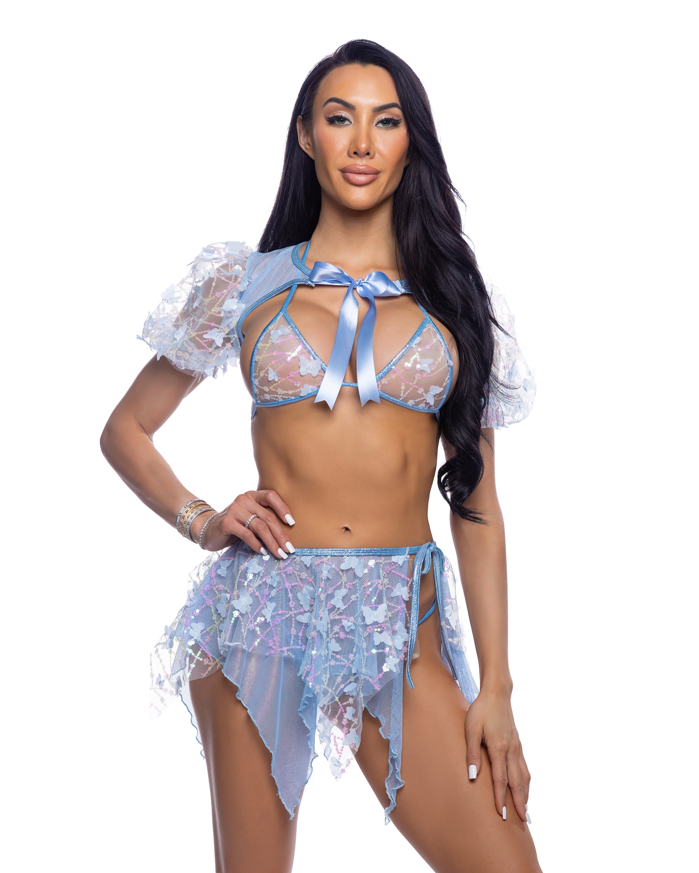 6716 - Butterfly & Sequin Multi Layered Tie Skirt